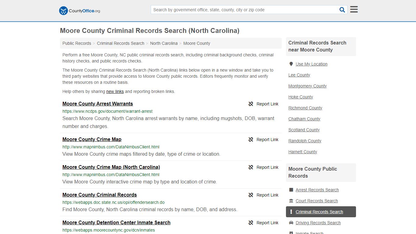 Moore County Criminal Records Search (North Carolina) - County Office