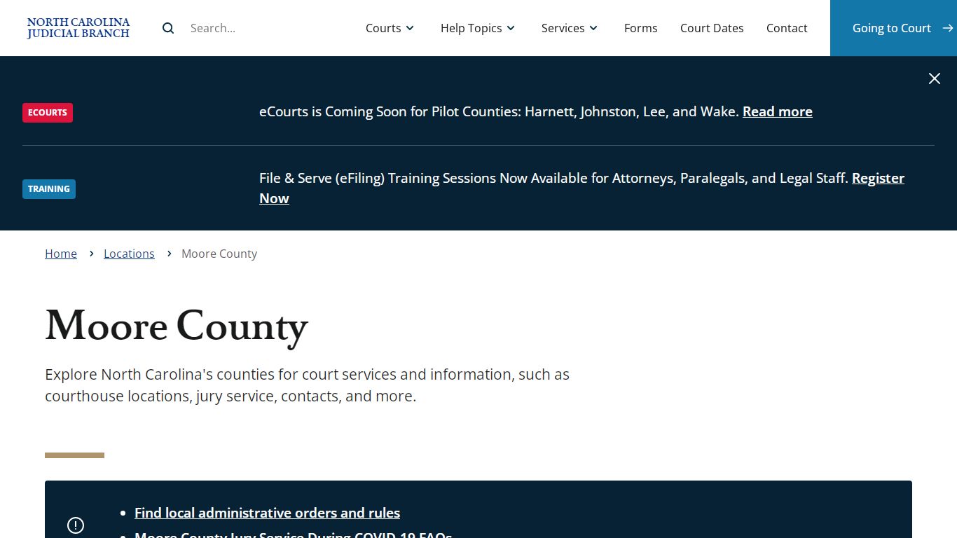 Moore County | North Carolina Judicial Branch - NCcourts