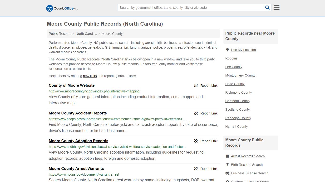 Public Records - Moore County, NC (Business, Criminal, GIS, Property ...